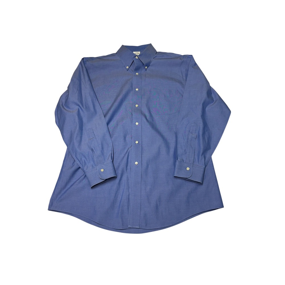 Brooks Brothers Mens Blue Non-Iron Supima Cotton Shirt Classic Fit 16.5-33 Long